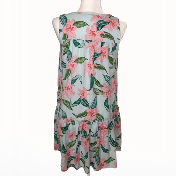 C & E Tie-Neck Floral Print Mini Dress - S - Picture 4 of 11
